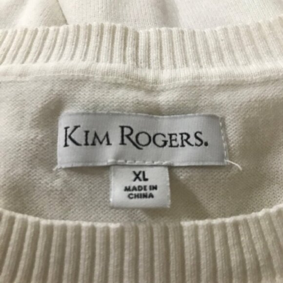 Kim Rogers Beaded Christmas Sweater XL – Holiday Holly Sequin Pullover - Picture 3 of 5